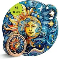 MagicHolz Puzzle Sonne und Mond Mandala Holzpuzzle (2D), 203 Puzzleteile