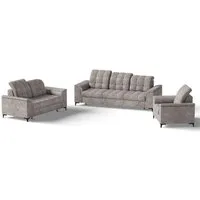 Beautysofa Polstergarnitur Snap, (mit Schlaffunktion, Bettkasten, verstellbare Kopfstützen, 3-Sitzer + 2-Sitzer + Sessel), stilvoll Polsterset mit schwarze Metallbeine aus Velvetstoff