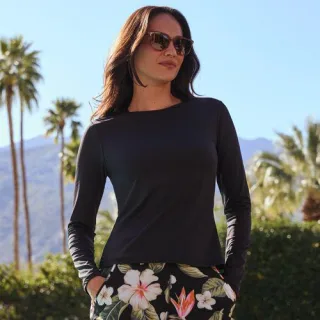 Badeshirt für Damen in Lang-Größe, Damen, size: regular, Weiß, Nylon-Mischung, by Lands' End