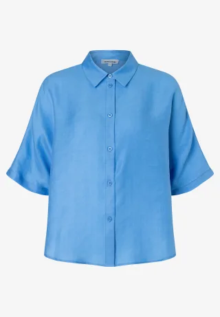 MORE & MORE - weite Hemdbluse mit Fledermausärmel blau - Gr. - 42