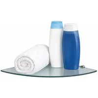 HOOZ Eckregal Glasregal Eckablage ESG – 6 mm, abgerundetes Duschregal mit Halterung, Wandregal, Platzsparende Glasablage für Dusche, Bad, Küche oder Wohnraum