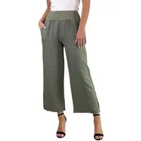 Mississhop Leinenhose Leinenhose Damen 100 % Leinen Culotte 7/8 Lange Hose M.319