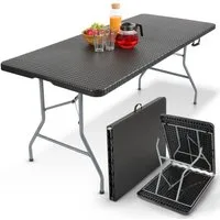 Arebos Klapptisch 182 cm, klappbar für Garten, Camping, Buffet, bis 150 kg, Einfach auf- und abzubauen – keine Werkzeuge nötig