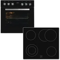 exquisit Elektro-Herd-Set EHE157-UBZ-020, mit Teleskopauszug nachrüstbar, Umluft für gleichmäßige Wärme ideal für Plätzchen auf mehreren Blechen