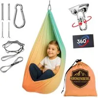 Kronenberg Tuchschaukel Ganzkörpersocke (Sensorische Therapieschaukel aus elastischem Nylon), Hängeschaukel, höhenverstellbar, 360° drehbar, für drinnen & draußen