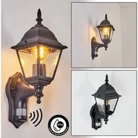 hofstein Außen-Wandleuchte Wandlampe mit Bewegungsmelder in antikem Look aus Metall/Glas, ohne Leuchtmittel, Wandleuchte aufwärts, Außenleuchte für Terrasse, E27