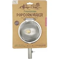 Kikkerland Popcorn-Pfanne HUCKLEBERRY Popcorn Maker, Edelstahl (1-tlg), Mais Popcornmaschine für Popcorn poppen, Outdoor Camping Lagerfeuer