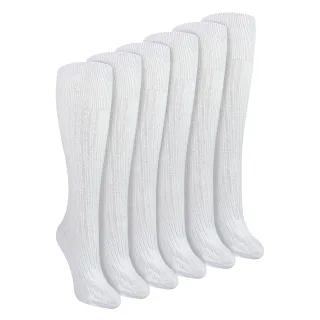 6 Paar Damen 100% Baumwolle Kniestrümpfe | Lange Ribbed Socken ohne elastischen Bund