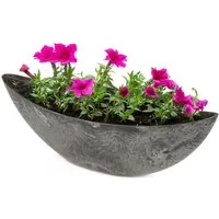 matches21 HOME & HOBBY Blumentopf Große Pflanzschale oval 55 cm für draussen Dekoschale schwarz (1 St), Blumen-Schale als wetterfeste Friedhof-Schale Grab-Schmuck Grabschale