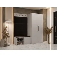 MIRJAN24 Garderoben-Set Medi I, (Drehtürenschrank, Schuhschrank, 4x Paneel 84x42), Kleiderstange, 4 Kleiderhaken für Kleidung
