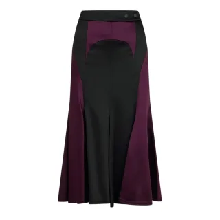 Off White - Midirock für Damen, Satin, Regulär (Schwarz/Burgunderrot)