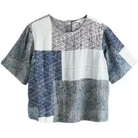 Next T-Shirt Kurzärmeliges, kastiges T-Shirt mit Leinenanteil (1-tlg)