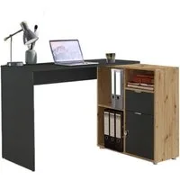 BMG Möbel Eckschreibtisch LENI (Schreibtischplatte mit Regal), Breite 110 cm, spiegelverkehrt montierbar, abschließbare Tür