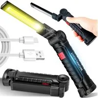 GENETIC Optic LED Taschenlampe COB-Inspektionsleuchte 5 Lichtmodi magnetisch USB Akku schwenkbar (Inspektionsleuchte Set, tragbar, magnetisch, 5 Lichtmodi, COB-Inspektionsleuchte + USB-Kabel + Bedienungsanleitung), magnetisch, rot Lichtfunktion, schw