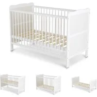 Cangaroo Komplettbett Babybett 2in1 Gitterbett Albero, Kinderbett 120 x 60 cm Holz 3 Ebenen