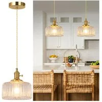 Rosnek Pendelleuchte Vintage LED Glas Hängelampe mit E27 Fassung und Glühbirne, LED wechselbar, Höhenverstellbar Warmweiße Hängeleuchte für Esstisch