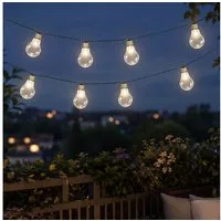 MARELIDA LED-Lichterkette Solar Lichterkette 10 Glühbirnen transparent Außen Balkon 4,5m outdoor, 10-flammig