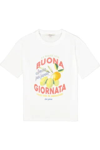 Garcia - Lässiges T-Shirt mit sommerlichem Frontprint weiß - Gr. - L