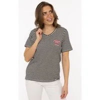 Zwillingsherz T-Shirt "Zwillingsherz" V-Neck, gestreift, kleines Motiv gestickt