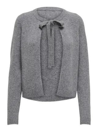ONLY - ONLJESSIE LS ONE STRING CARDIGA KNT NOOS Medium Grey Melange - Gr. - L