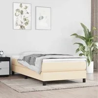 furnicato Bett Boxspring-Bettrahmen Creme 203x80x25 cm mit Stoff und Massivholz (1-tlg), Atmungsaktives Bettgestell mit stabilen Beinen für das Schlafzimmer