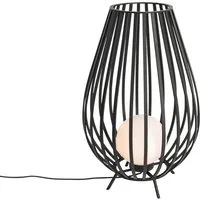 Qazqa Außen-Stehlampe Angela, Smarte Leuchte, ohne Leuchtmittel, Warmweiß, QAZQA Außen Boden­leuchte, e27, Schwarz, Stahl, Design