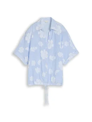 Tom Tailor - Oversize Bluse mit Blumenmuster blue flower dobby - Gr. - 36