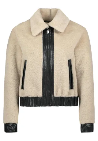 AMBER & JUNE - Plüschjacke beige - Gr. - 36