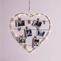 Lights4fun LED Dekolicht LED Herz Deko mit Holzklammern