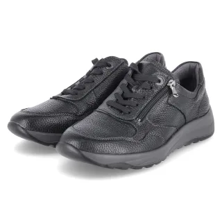 Waldläufer Low Sneaker -JOHN  Schwarz - Gr. 41,5 -  Leder und Textil