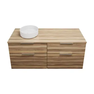 Burgbad Keramik Waschtisch-Set Eqio Frassino Dekor Cappuccino/Alpinweiss, SGUW140LF3437C0001 SGUW140LF3437C0001
