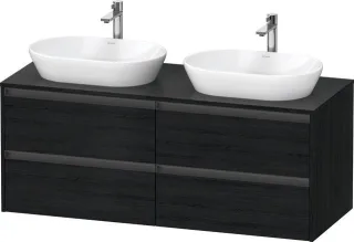 Duravit Ketho.2 Konsolenwaschtischunterbau wandhängend Eiche Schwarz Matt 1400x550x568 mm - K24898B1 K24898B16160000
