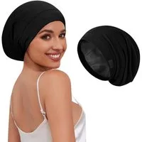 Bwecuy Duschhaube Schlafhaube Elastizität Satin Haarhaube für Die Nacht Weiche Bonnet