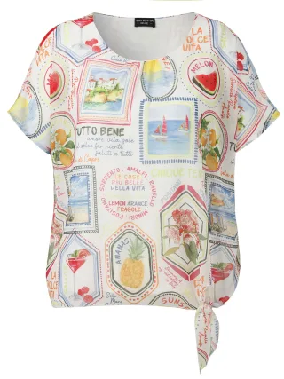 VIA APPIA DUE - Bluse Rundhals 1/2 Arm Druck ecru multicolor - Gr. - 52