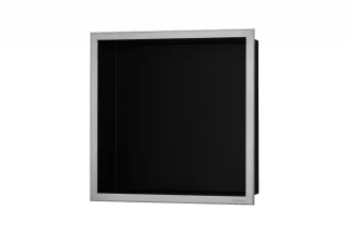 ESS BOX 10 Schwarz Wandnische 30x30x10 cm Rahmen Edelstahl gebürstet BOX Black, inkl. Rohbauset, BOX BOX-30x30x10-B