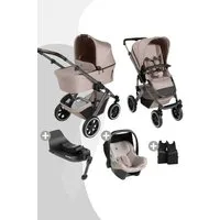 ABC Design Kombi-Kinderwagen Salsa 5 Air All in One Set + Isofix Base Root, Ab Geburt bis 4 Jahre, mit Wanne, Babyschale, Adaptern und Isofix Base