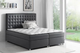 Boxspringbett Schlafzimmerbett CARIN Kunstleder Schwarz 160x200cm