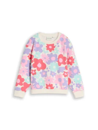 tom tailor kids - Cropped Sweatshirt mit Blumenmuster colorful big floral design - Gr. - 134