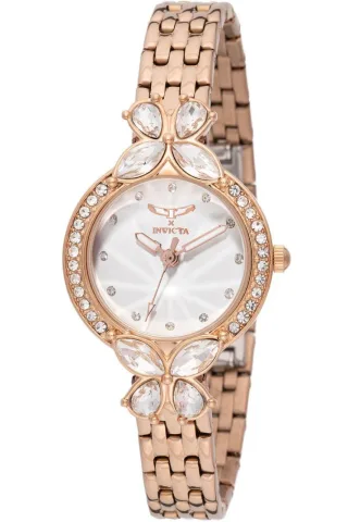 Invicta Wildflower 69099 Damenuhr - Quarzwerk - Metall mit weißem Zifferblatt - 30 mm