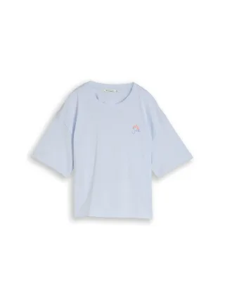 Denim Tom Tailor - Boxy Fit T-Shirt mit Rückenprint mountain sky blue - Gr. - XS