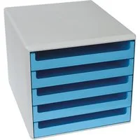 Metzger & Mendle Schubladenbox, mit lichtgrauer Hülle, 5 Schubladen, halboffen, stapelbar