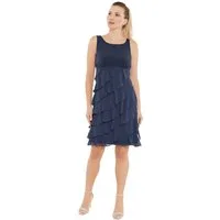 SWING Minikleid blau,Festlich,Polyester,Unifarben,U-Boot,Ärmellos,Slim Fit