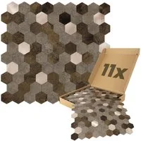 Dalsys Wandpaneel 0,88m² 11 Stück selbstklebend, BxL: 27.7x29 cm, (Braun-Mix Gold Hexagon, 11-tlg., Wandfliese) feuchtigskeitsbeständig, einfach montiert, hochwertiges Material