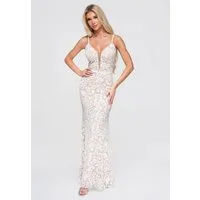 OMBRE Abendkleid Dress LA-OM-DLR385 white S Weiß XL (kein Set, 1-tlg)
