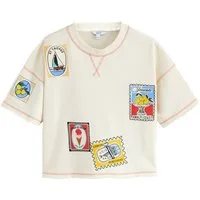Next T-Shirt Kastiges Rundhals-T-Shirt mit Grafik, Summer Badge (1-tlg)