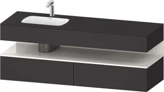 Duravit Qatego Einbauwaschtisch mit Konsolenwaschtischunterbau Graphit Supermatt 1600x500x600 mm - Q QA4795022800000