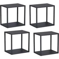 en.casa Wandregal, Set 4-tlg., »Nostened« quadratisch Stahl Schwarz