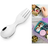LEKKABOX Campinglöffel Mini Edelstahl Göffel, 10cm - Gabel Löffel Spork klein Kinder Brotdose, Extra klein, nur 10 cm lang – passt in jede Brotdose