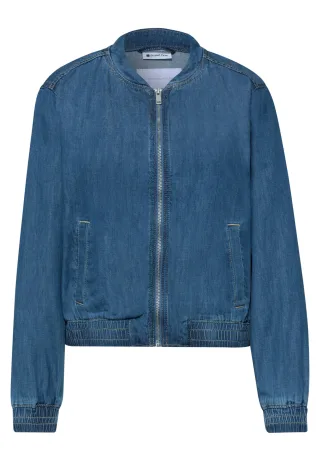 Street One - Blouson im Denim-Look mit Zipper medium blue washed - Gr. - 44