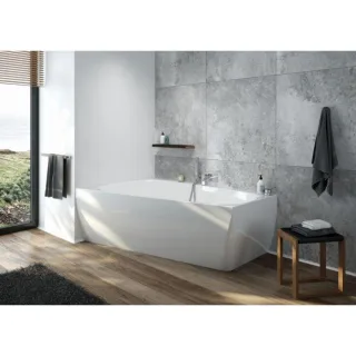 Hoesch iSENSI Badewanne 3873.010 170x100cm, links, weiß, 194 l, Überlaufschlitz